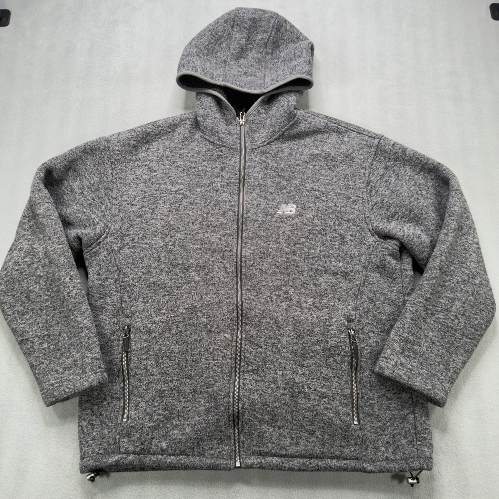 New Balance Sweater Fleece Full Zip Hoodie Grey Mens XL